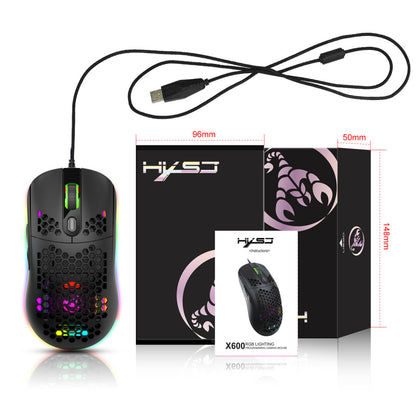 RGB Gaming Mouse – Lightweight Honeycomb Design with Heat Dissipation Holes