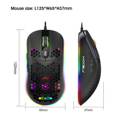 RGB Gaming Mouse – Lightweight Honeycomb Design with Heat Dissipation Holes