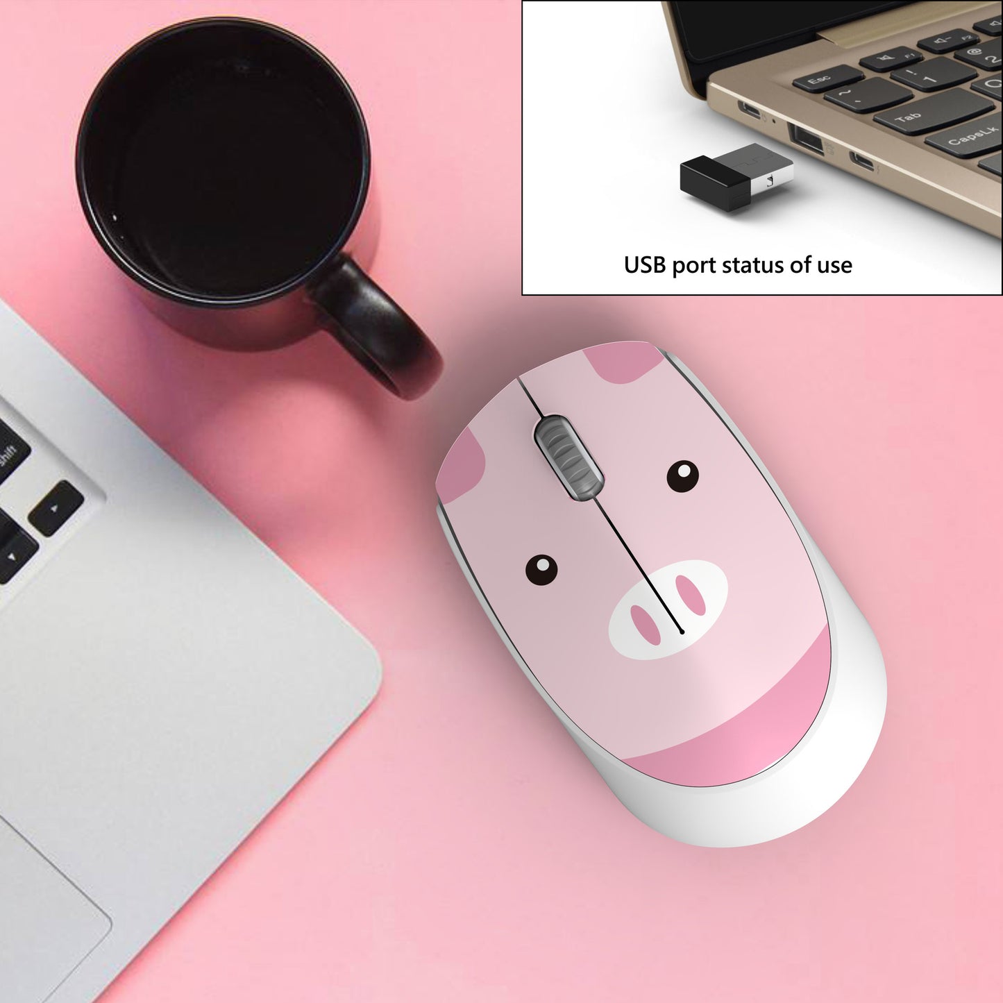 Cute Cartoon Animal Wireless Mini Mouse – Portable Mouse for Kids & Students
